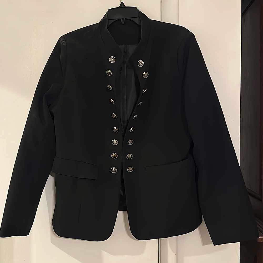 Double breasted dark navy blazer